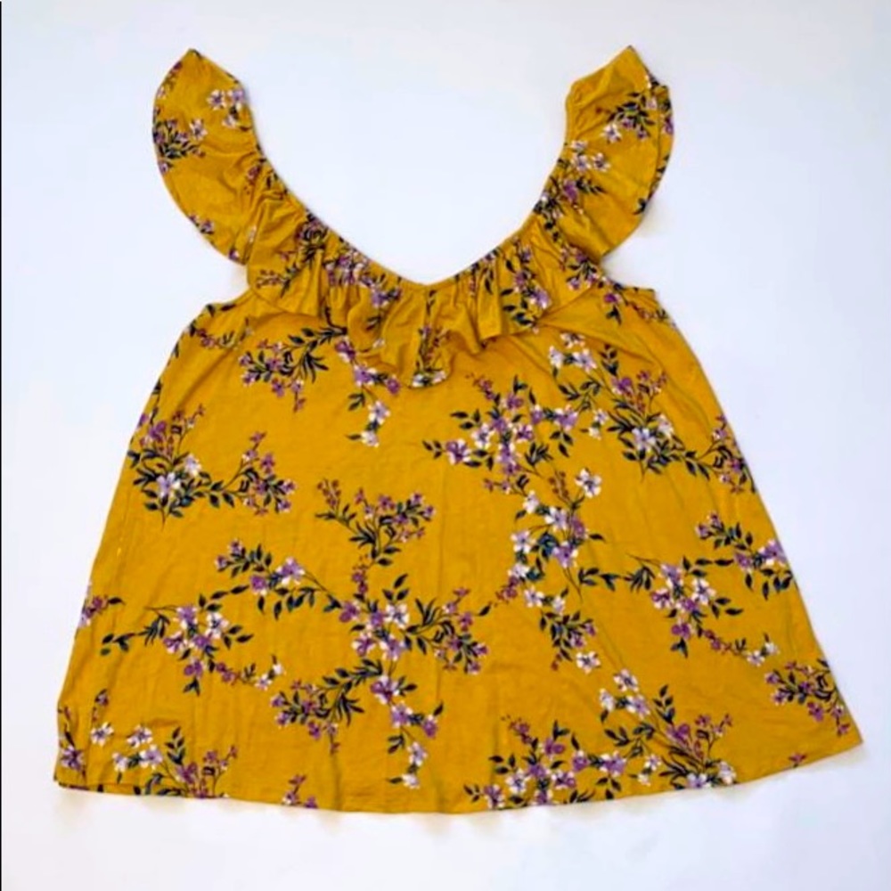 Plus size Yellow Floral Top